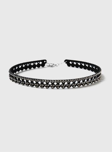 Dorothy Perkins Fabric And Rhinestone Choker Necklace