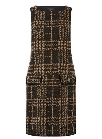 Dorothy Perkins Black And Camel Checked Shift Dress