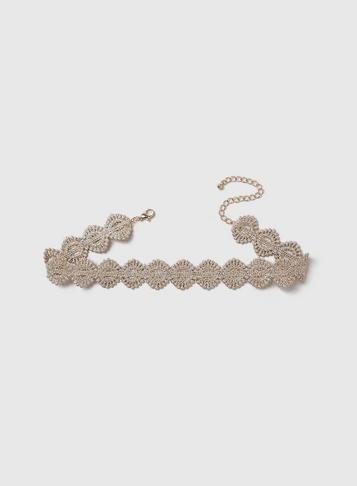 Dorothy Perkins Beige Crochet Fabric Choker Necklace
