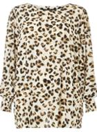 Dorothy Perkins *dp Curve White Leopard Print Long Sleeve Shirred Soft T-shirt