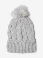 Dorothy Perkins Grey Cable Knit Pom Hat