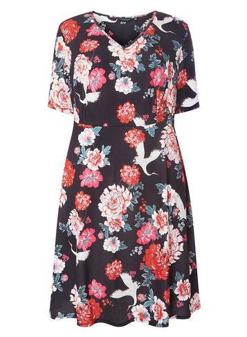 Dorothy Perkins *dp Curve Multi Coloured Floral Print Skater Dress
