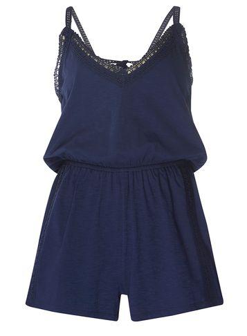 Dorothy Perkins *blue Crochet Playsuit