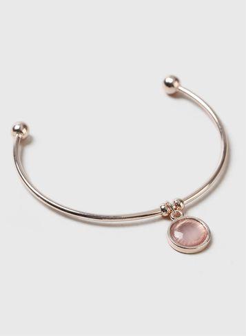 Dorothy Perkins Rose Gold Facet Stone Bangle
