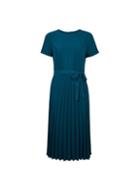 Dorothy Perkins Teal Blue Pleated Midi Dress With Pleated Skirt