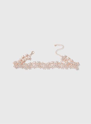 Dorothy Perkins Rose Gold Metal Flower Choker