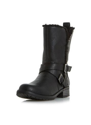 Dorothy Perkins *head Over Heels By Dune Black Reecy Flat Boots