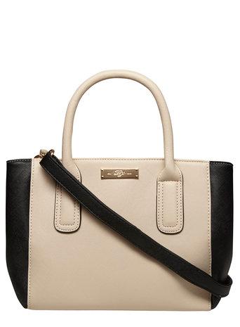 Dorothy Perkins Bone And Black Mini Curve Tote Bag