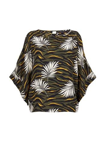 Dorothy Perkins Khaki Animal Print Split Sleeve Top