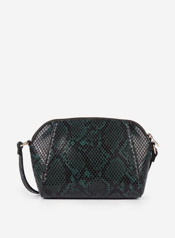 Dorothy Perkins Green Snake Pattern Zip Top Cross Body Bag