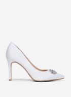 *showcase Wide Fit White Gracias Jewelled Court Shoes
