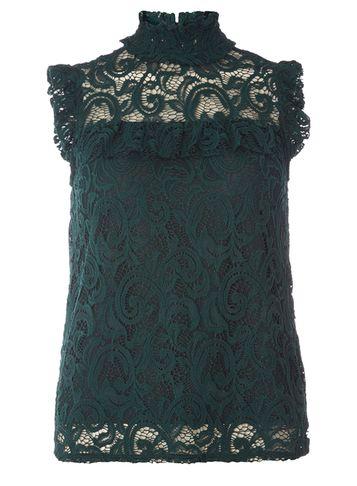 Dorothy Perkins Green Sleeveless Lace Top