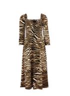 Dorothy Perkins Multi Colour Cheetah Shirred Long Sleeve Midi Skater Dress