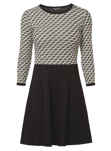 Dorothy Perkins Black Jacquard Fit And Flare Dress
