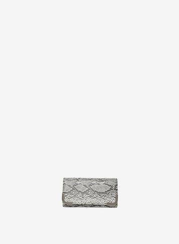 Dorothy Perkins Black Faux Snake Skin Metal Corner Purse