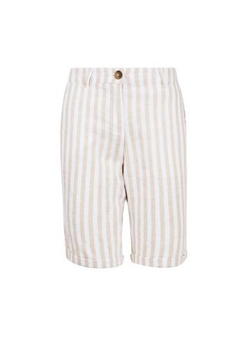 Dorothy Perkins Tan Stripe Linen Knee Shorts