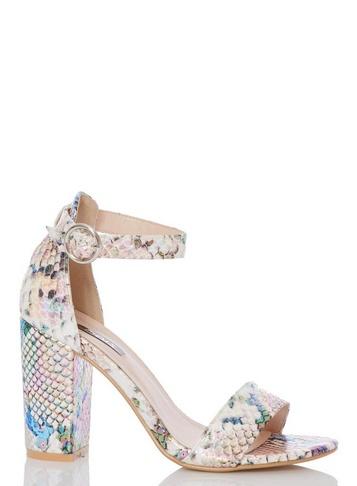 *quiz Multi Coloured Snake Print Heel Sandals