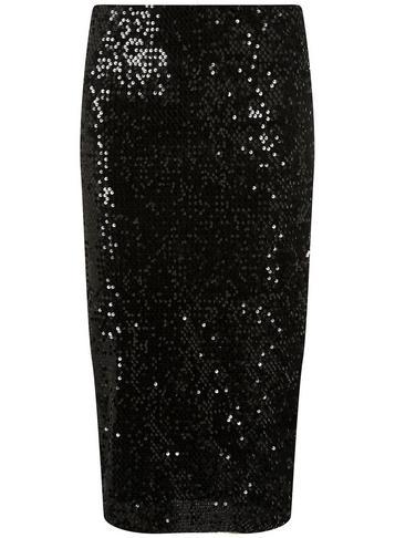 Dorothy Perkins Black Velvet Sequin Pencil Skirt