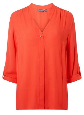 Dorothy Perkins *tall Coral Pink Roll Sleeve Shirt