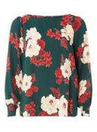 Dorothy Perkins Green Floral Long Sleeve Top