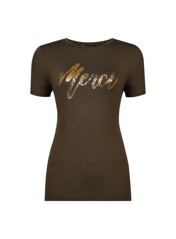 Dorothy Perkins Khaki Merci Animal Print Motif T-shirt