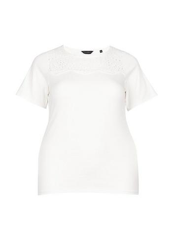 Dorothy Perkins *dp Curve Ivory Broderie T-shirt