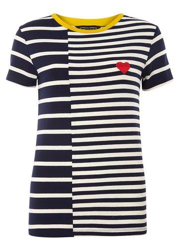 Dorothy Perkins Navy And Ivory Heart Badge Tee