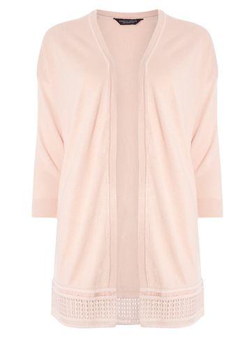 Dorothy Perkins Peach Geometric Lace Hem Knitted Cardigan