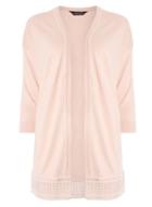 Dorothy Perkins Peach Geometric Lace Hem Knitted Cardigan