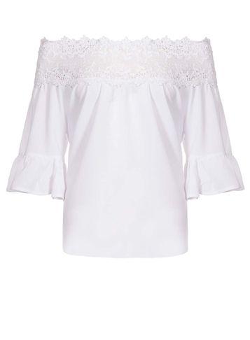 Dorothy Perkins *quiz White Crochet Trim Bardot Top