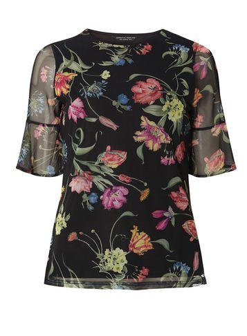 Dorothy Perkins Black Floral Print Mesh Top