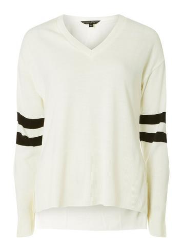 Dorothy Perkins Ivory V-neck Striped Jumper