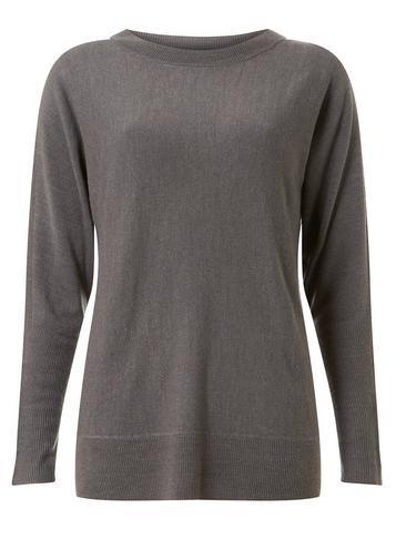 Dorothy Perkins Charcoal Soft Zip Cuff Batwing Jumper