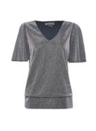 *billie & Blossom Silver V-neck Batwing Top