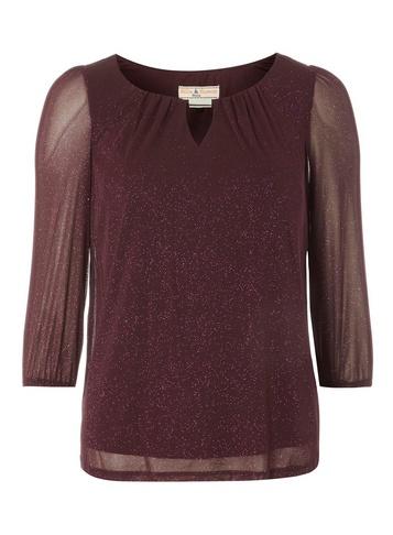 Dorothy Perkins *billie & Blossom Petite Mulberry Red Trim Blouse