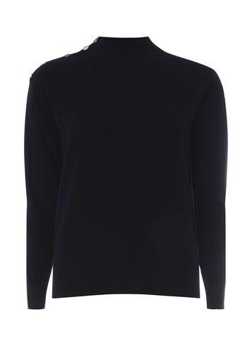 Dorothy Perkins Navy Button High Neck Jumper