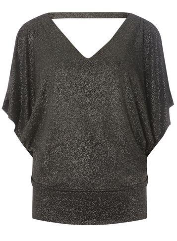 Dorothy Perkins *billie & Blossom Black Sparkle Cold Shoulder Top