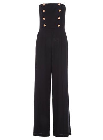 Dorothy Perkins *quiz Black Gold Button Jumpsuit