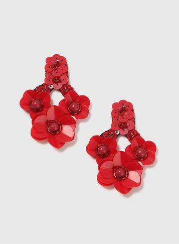 Dorothy Perkins Red Sequin Flower Earrings
