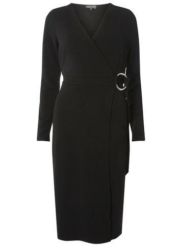 Dorothy Perkins *tall Black Ring Detail Wrap Dress