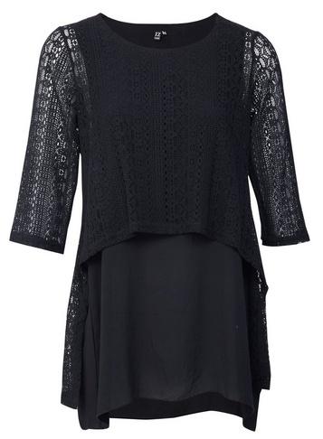 *izabel London Black Layered Crochet Blouse