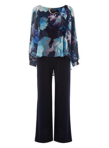 Dorothy Perkins *roman Originals Navy Chiffon Jumpsuit