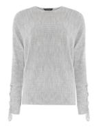 Dorothy Perkins Grey Tie Sleeve Batwing Jumper