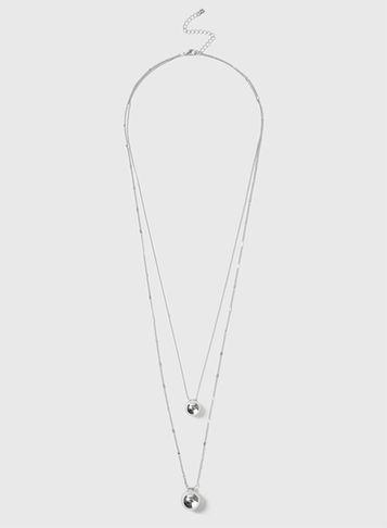 Dorothy Perkins Silver Double Ball Necklace