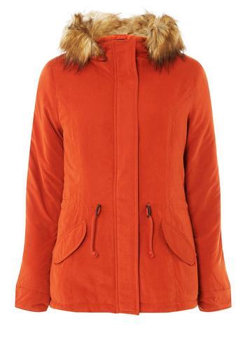 Dorothy Perkins *only Orange Faux Fur Hood Parka