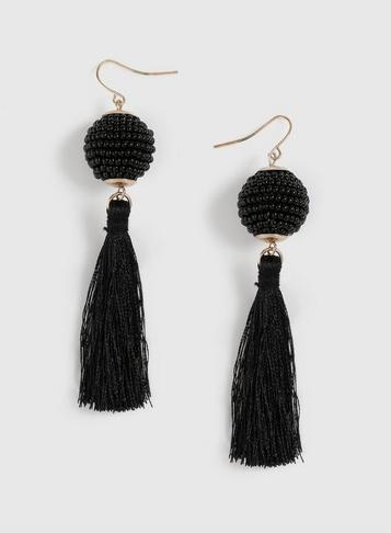 Dorothy Perkins Black Seedball Tassel Earrings
