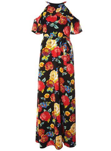 Dorothy Perkins Black Floral Cold Shoulder Maxi Dress