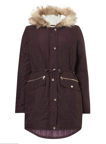 Dorothy Perkins *tall Fig Shine Trim Parka Coat
