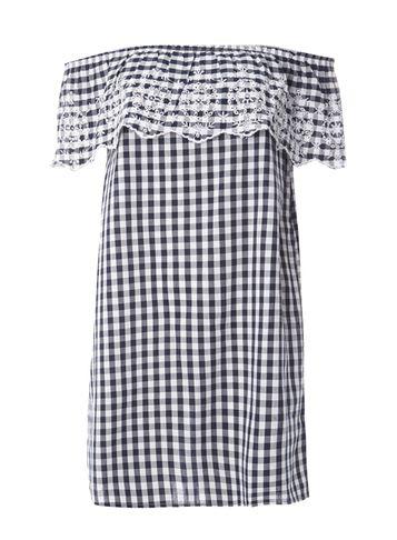 Dorothy Perkins Gingham Embroidered Bardot Dress