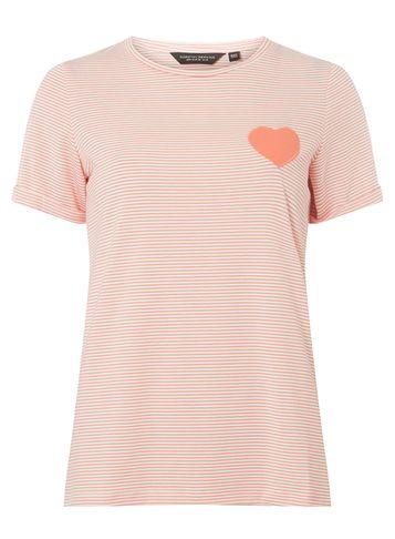 Dorothy Perkins Coral Striped Heart Embroidered T-shirt